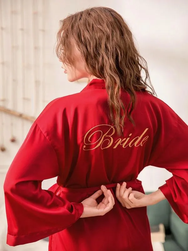 RED Comfortable Silk like Satin Bride Robes